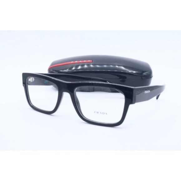 New Prada VPR 15Y 1AB-101 Black Square Eyeglasses Clear Lenses 54mm